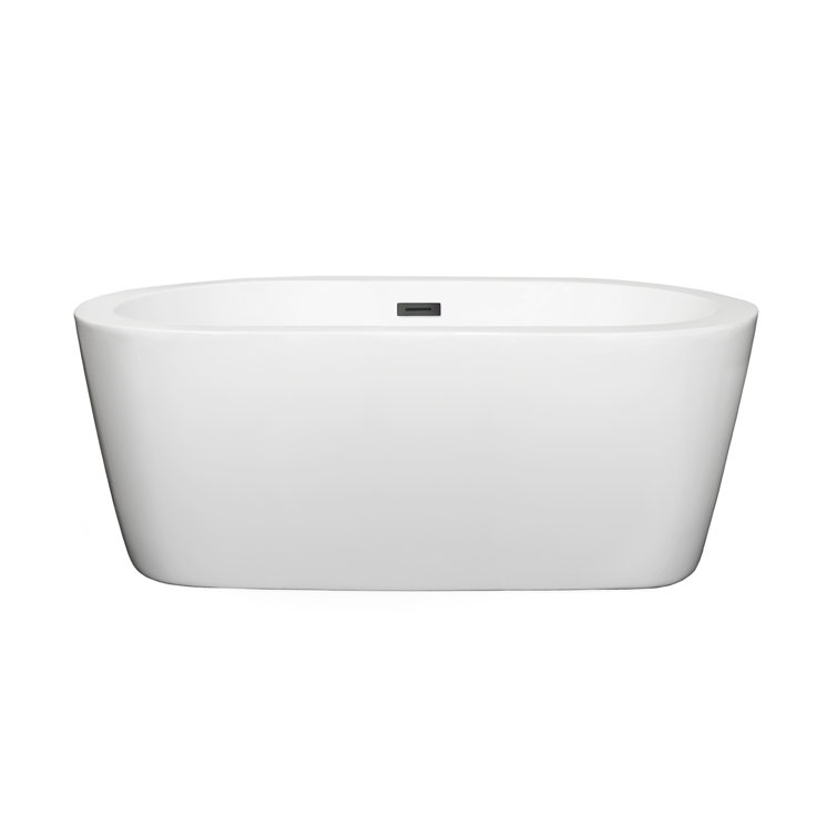 Mermaid 60'' White Acrylic Freestanding Bathtub with Matte Black Trim