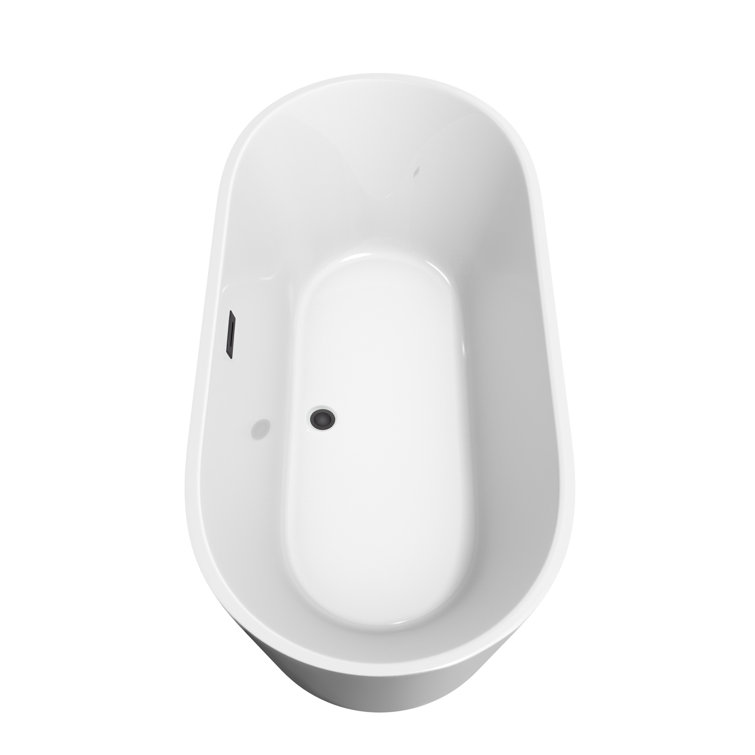 Carissa 67'' White Freestanding Acrylic Bathtub with Matte Black Trim