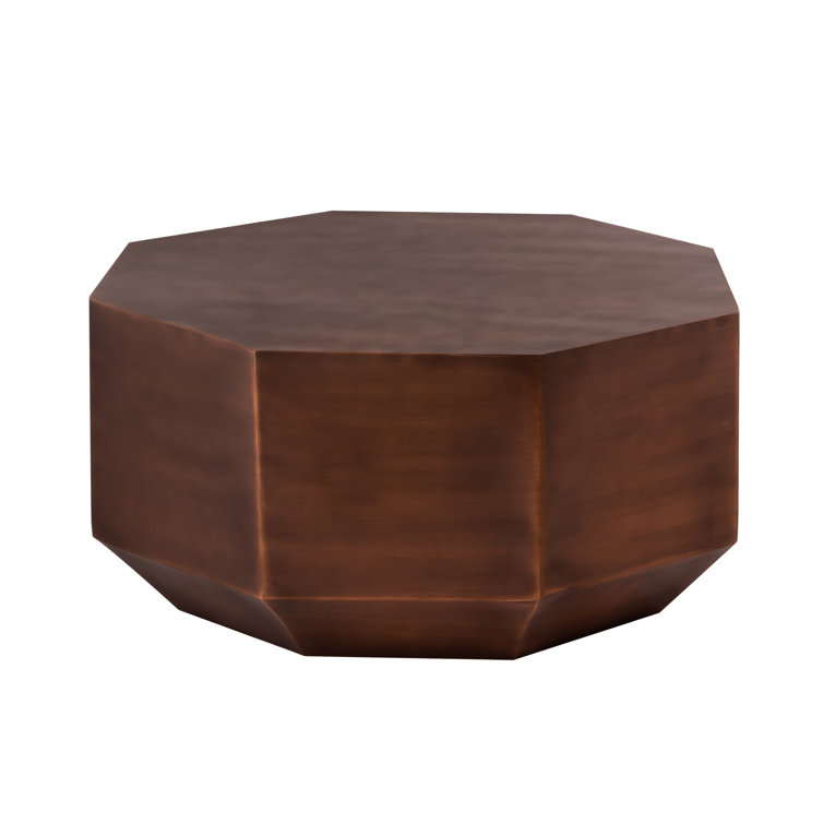 Dorian Faceted Brass Finish Iron Octagon Coffee Table