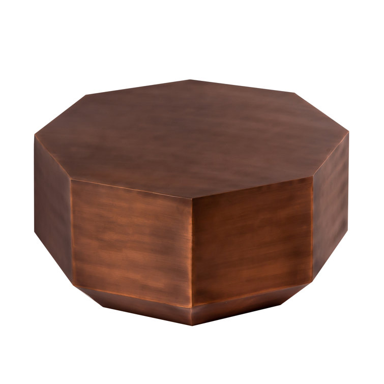 Dorian Faceted Brass Finish Iron Octagon Coffee Table