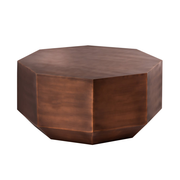 Dorian Faceted Brass Finish Iron Octagon Coffee Table