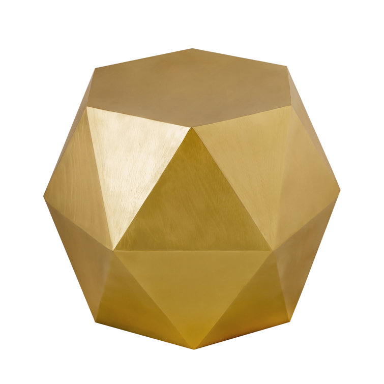 Lexi Brushed Brass Round Metal Side Table 17.25"