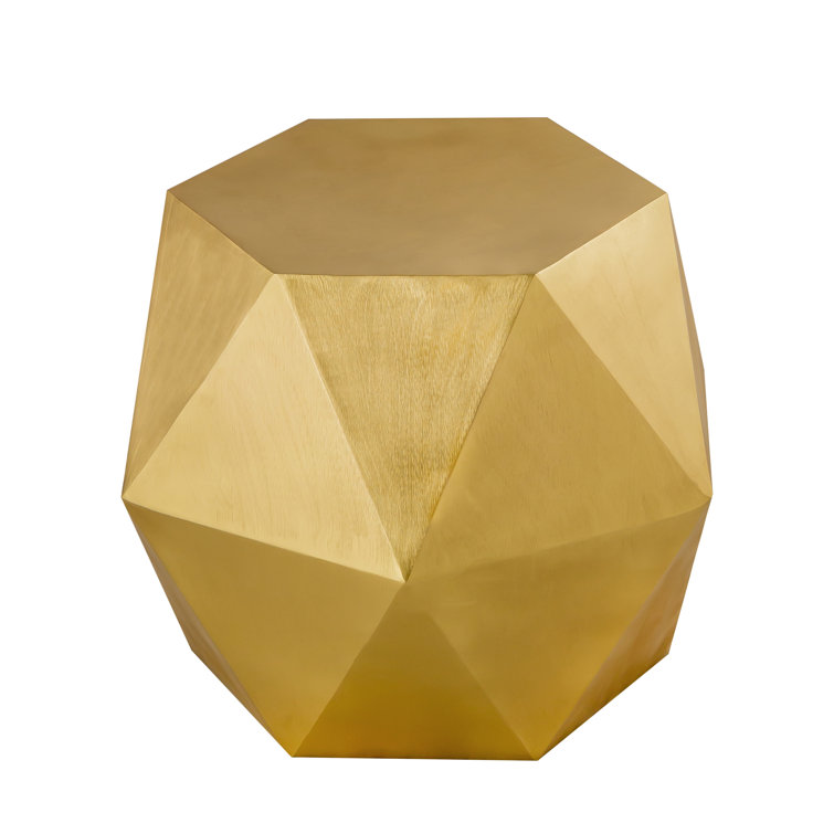 Lexi Brushed Brass Round Metal Side Table 17.25"