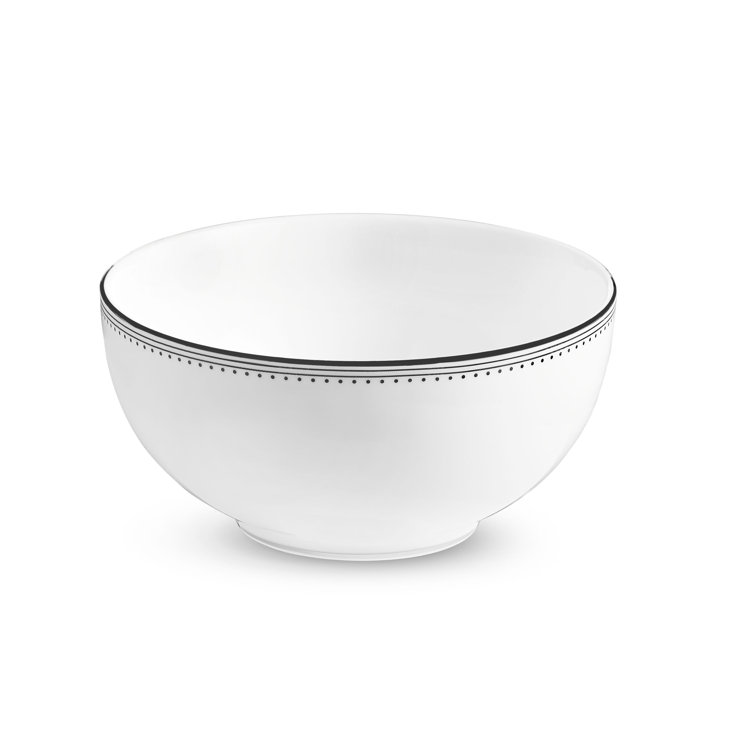 White and Black Porcelain 4-Piece Dinnerware Set