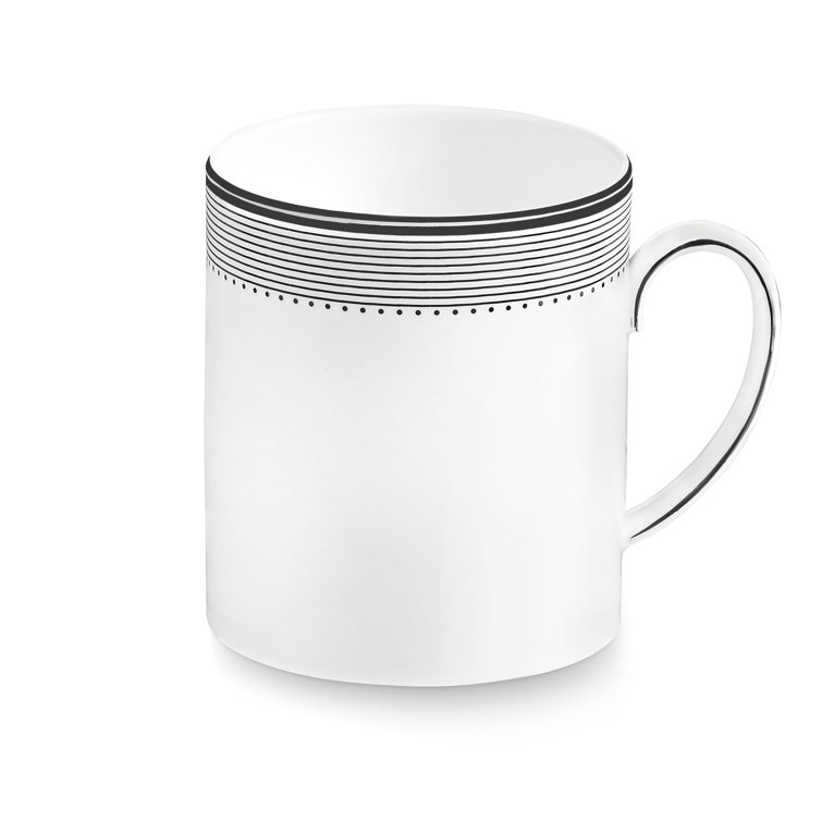 White and Black Porcelain 4-Piece Dinnerware Set