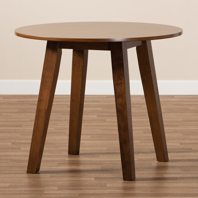 Walnut Brown Round Wood Dining Table for Four