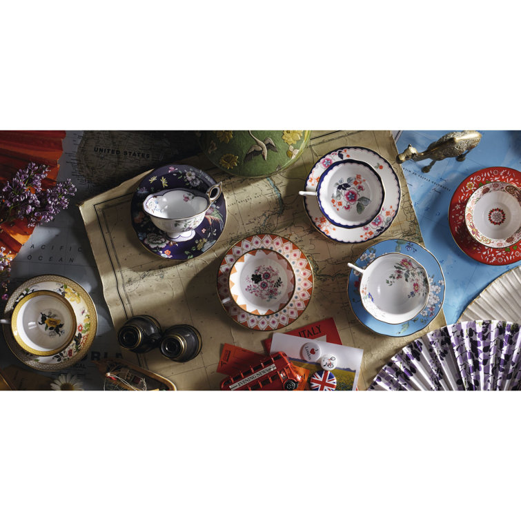 Wonderlust Apple Blossom Bone China Teacup and Saucer Set