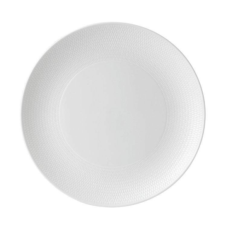 Elegant Geometric Embossed 16-Piece Porcelain Dinnerware Set, White