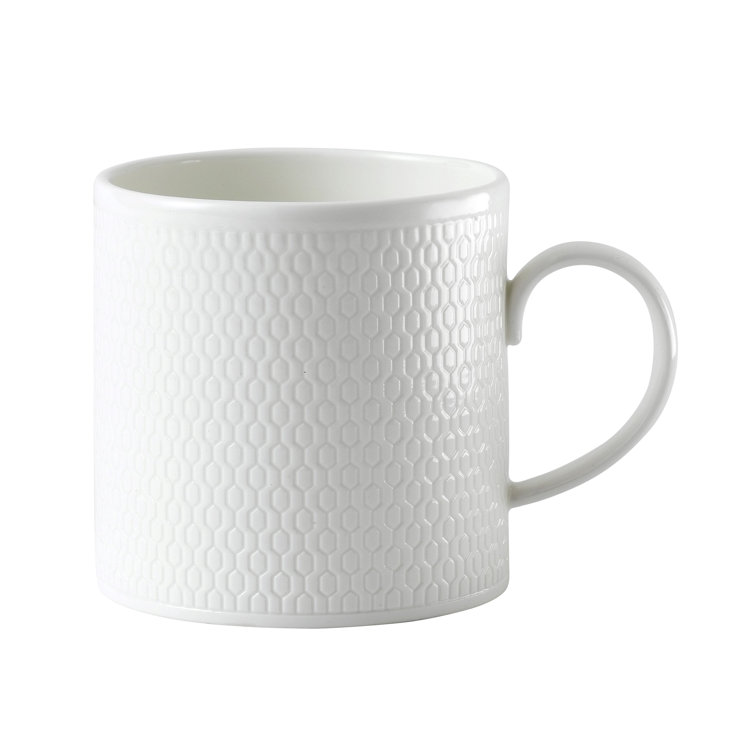 Elegant Geometric Embossed 16-Piece Porcelain Dinnerware Set, White