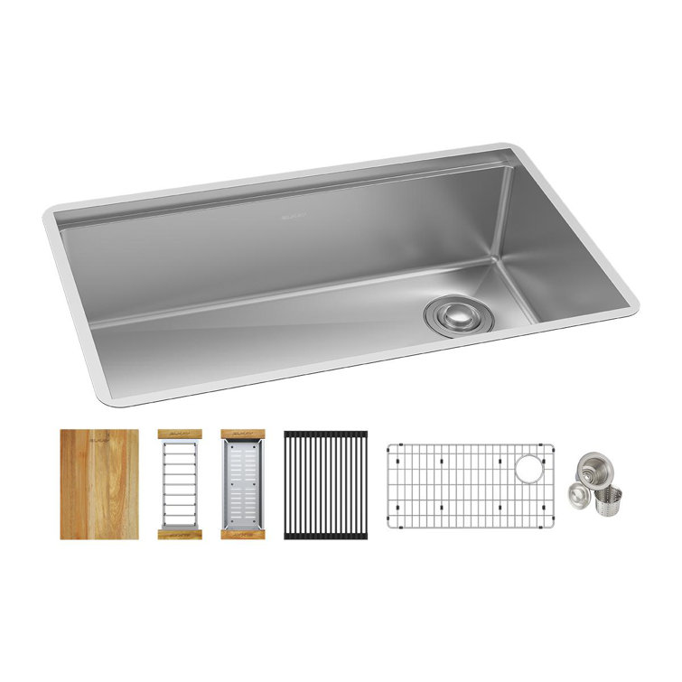 Crosstown 31.5" Stainless Steel Undermount Workstation Kitchen Sink