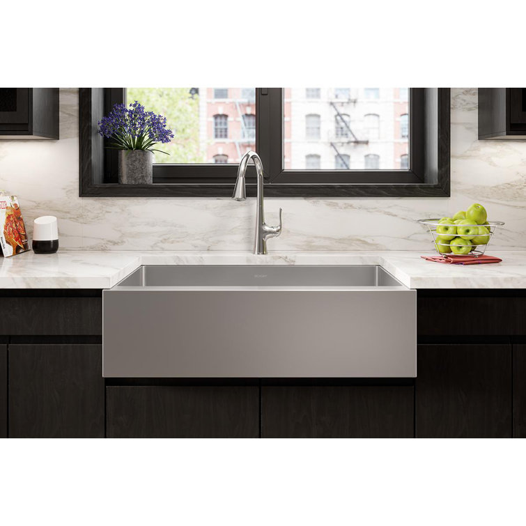 36" Stainless Steel Double Bowl Farmhouse Kitchen Sink with Drainboard