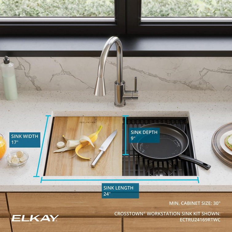 Elkay Crosstown 25.5" Stainless Steel Undermount Kitchen Sink Kit
