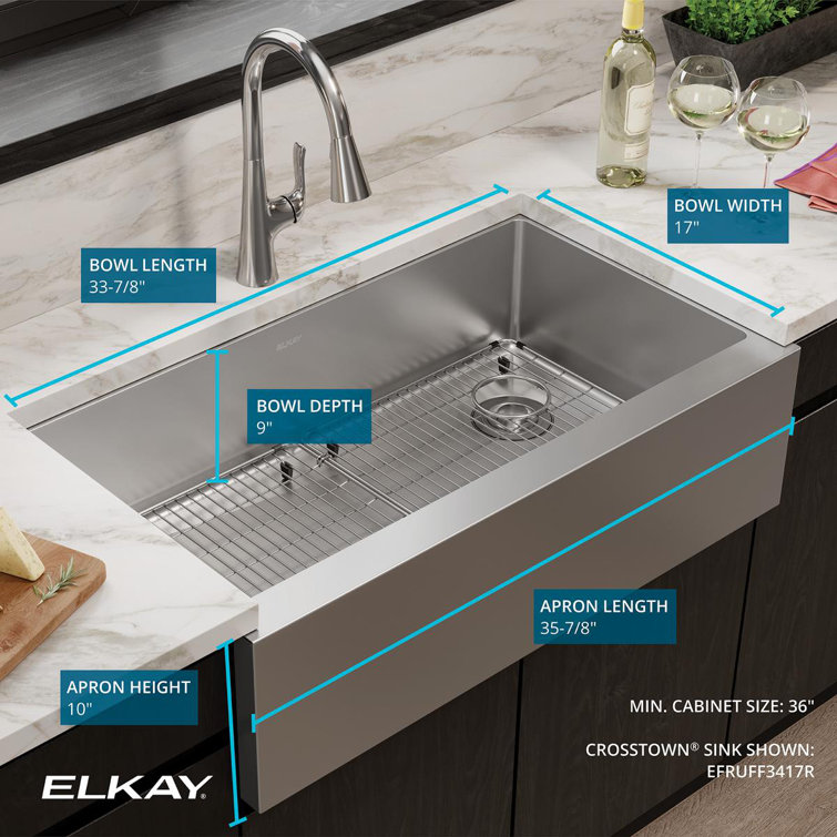 36" Stainless Steel Farmhouse Single Bowl Sink