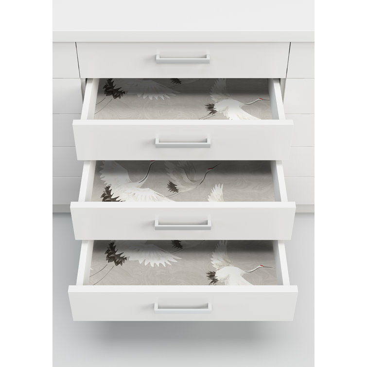 Grey and White Crane Vinyl Peel & Stick Wallpaper