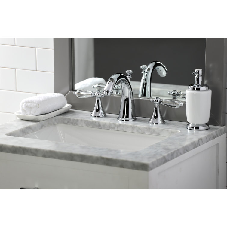 Chrome Widespread Lavatory Faucet with Crystal Lever Handles