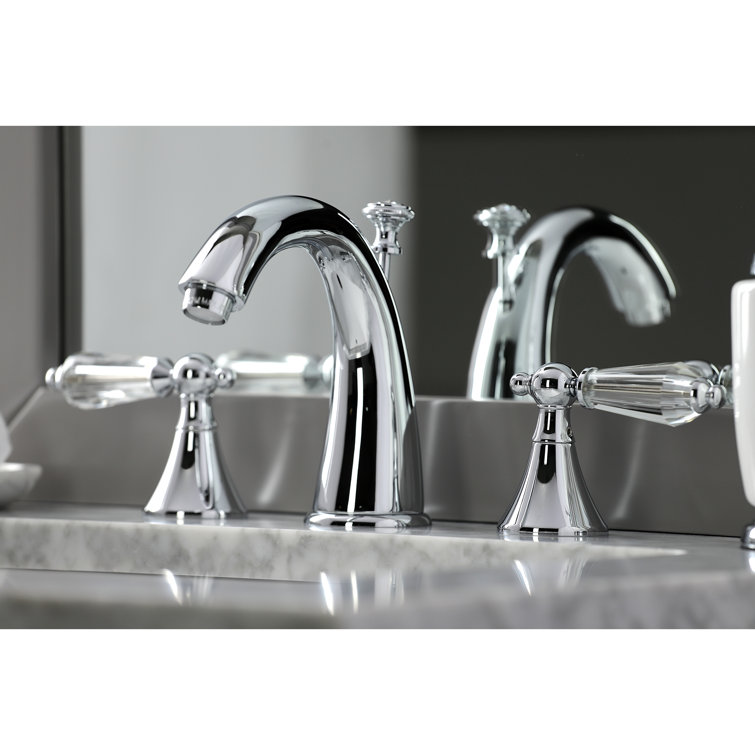 Chrome Widespread Lavatory Faucet with Crystal Lever Handles