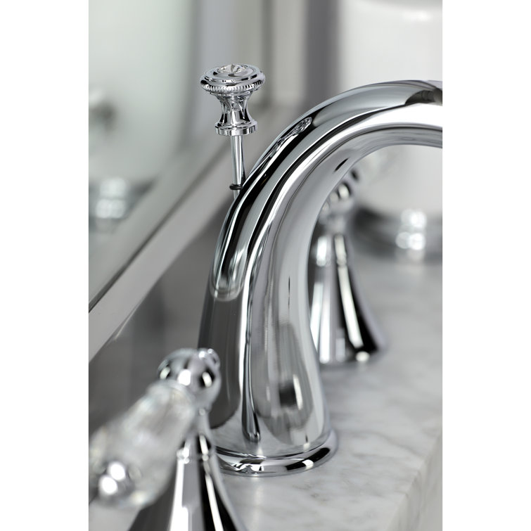 Chrome Widespread Lavatory Faucet with Crystal Lever Handles