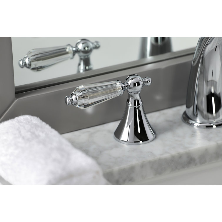 Chrome Widespread Lavatory Faucet with Crystal Lever Handles