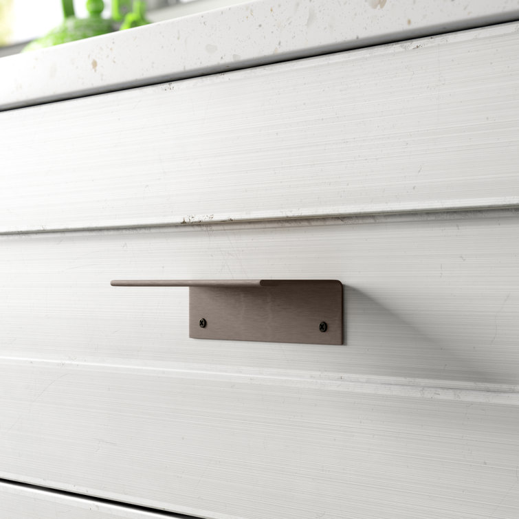 Brushed Nickel Modern Finger Cabinet Pull with Mounting Hardware