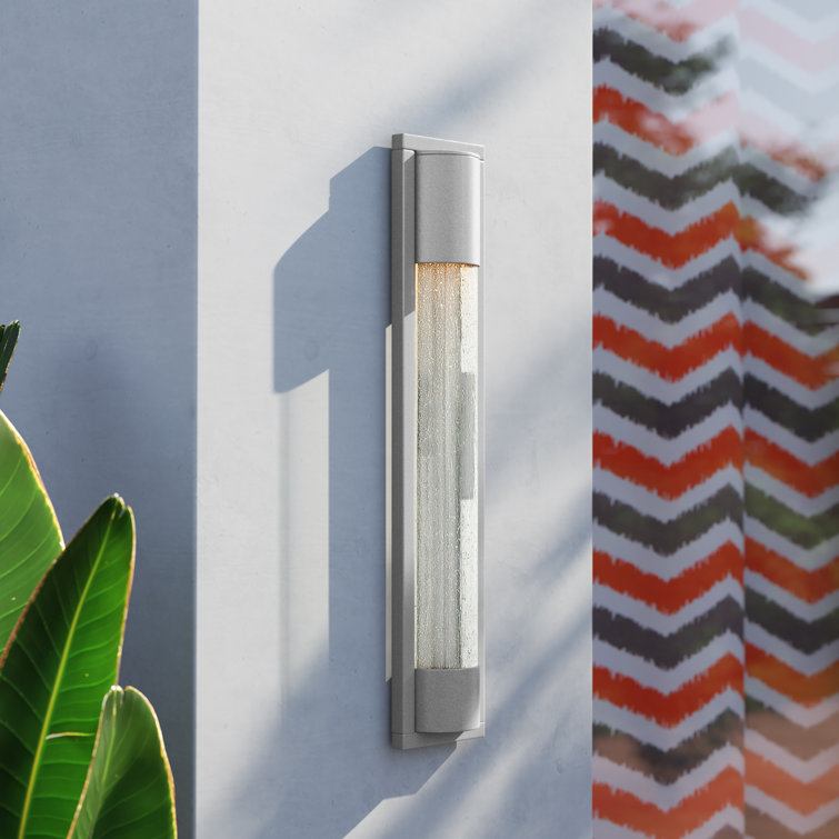 Sleek Satin Black Outdoor Wall Sconce with Seedy Glass