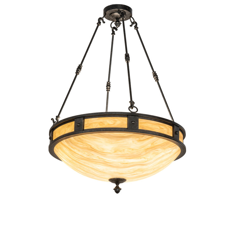 Brown Glass 28" Drum Indoor/Outdoor Pendant Light