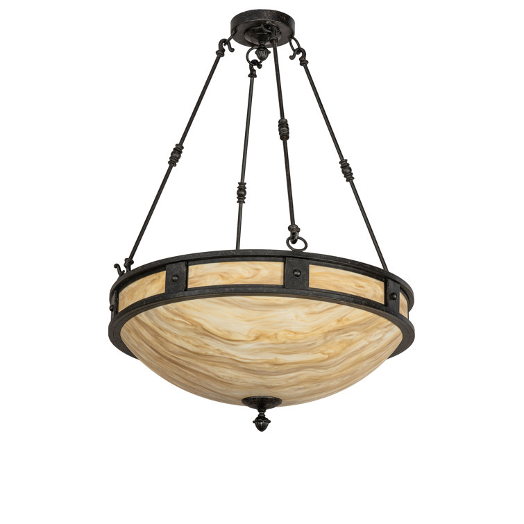 Brown Glass 28" Drum Indoor/Outdoor Pendant Light