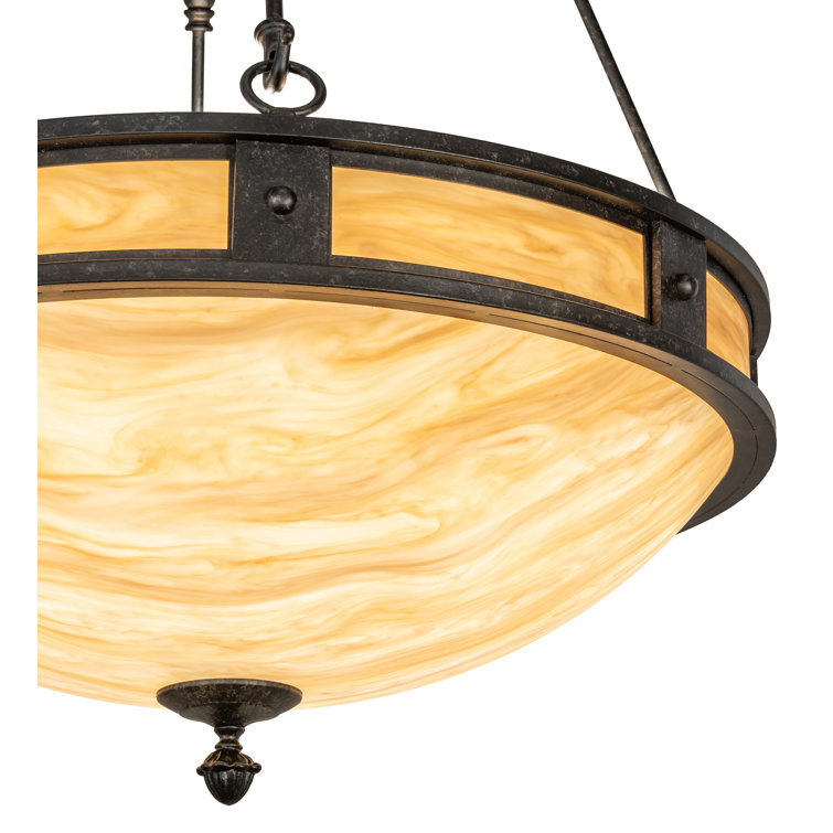 Brown Glass 28" Drum Indoor/Outdoor Pendant Light