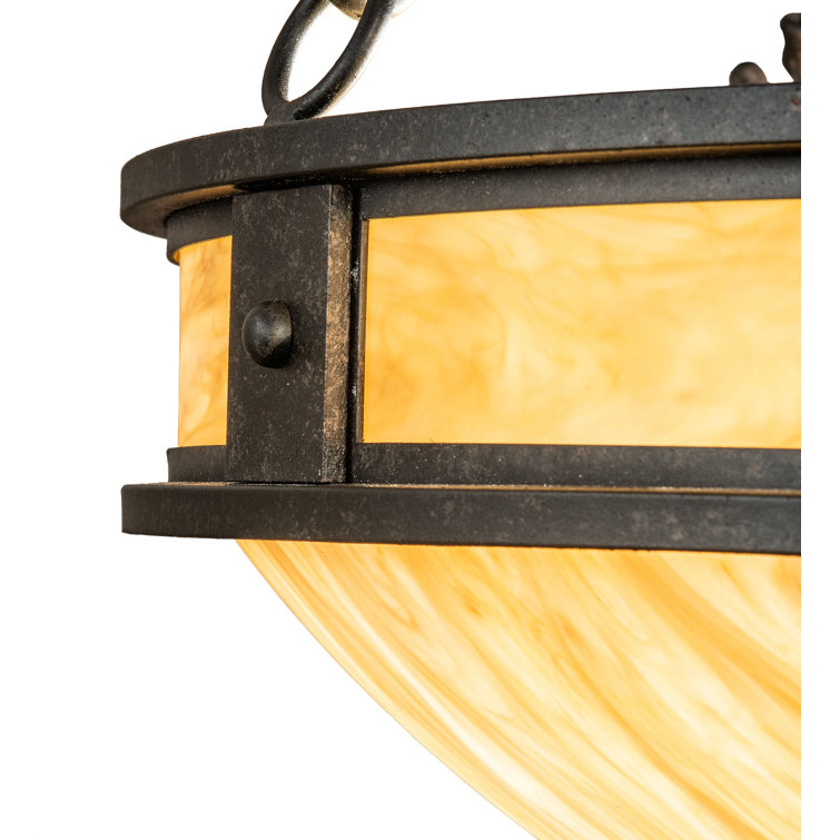 Brown Glass 28" Drum Indoor/Outdoor Pendant Light
