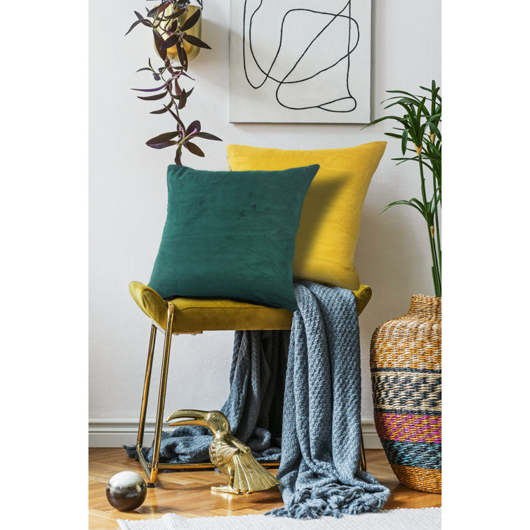 Pine Green Velvet Cotton 20" Square Throw Pillow