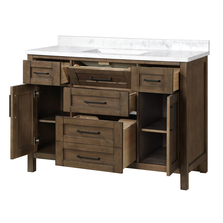 Almond Latte 48" Single Sink Vanity with White Marble Top