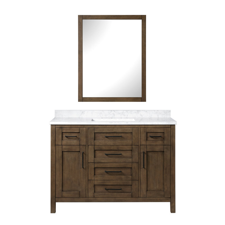 Almond Latte 48" Single Sink Vanity with White Marble Top