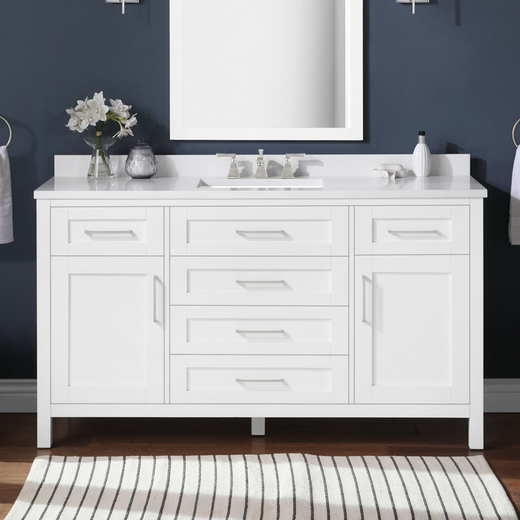 Pure White 60" Freestanding Bathroom Vanity with Single Sink