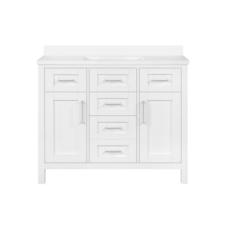 Tahoe 42" Pure White Engineered Stone Single Sink Vanity Set