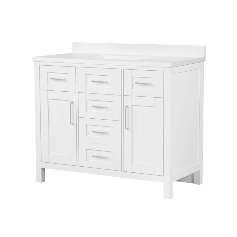 Tahoe 42" Pure White Engineered Stone Single Sink Vanity Set