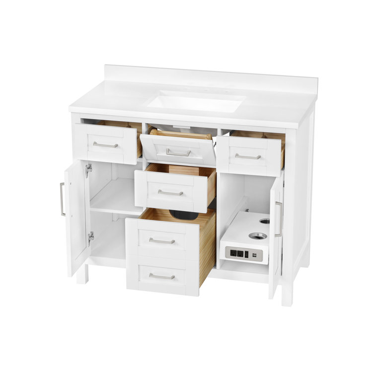 Tahoe 42" Pure White Engineered Stone Single Sink Vanity Set