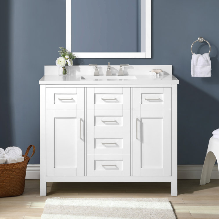 Tahoe 42" Pure White Engineered Stone Single Sink Vanity Set