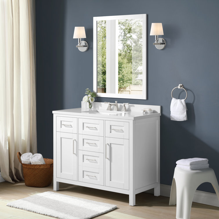 Tahoe 42" Pure White Engineered Stone Single Sink Vanity Set
