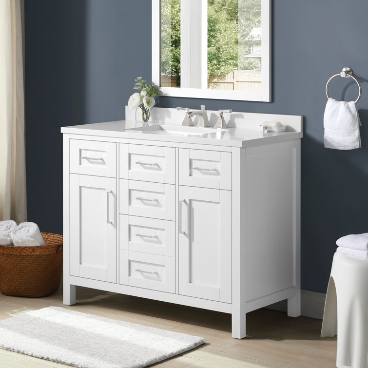 Tahoe 42" Pure White Engineered Stone Single Sink Vanity Set