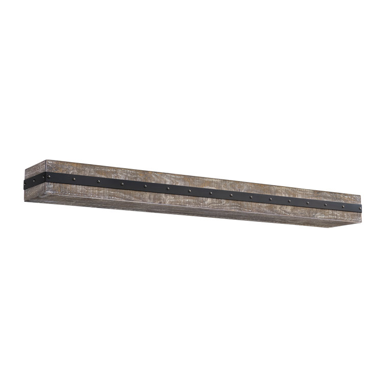 Bedford 48" Black Metal Bradded Red Pine Fireplace Mantel Shelf