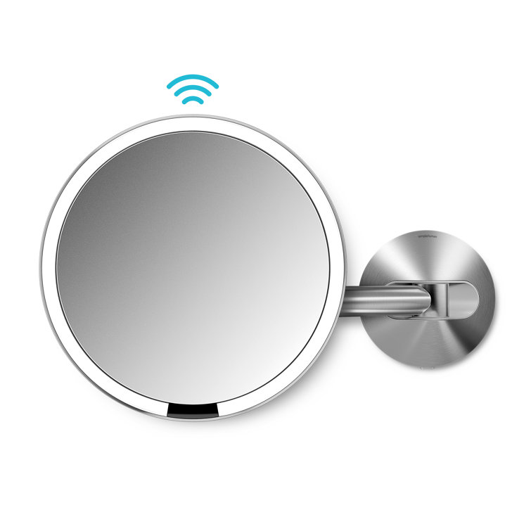 Brushed Stainless Steel 8" Wall Mounted Magnifying Mirror