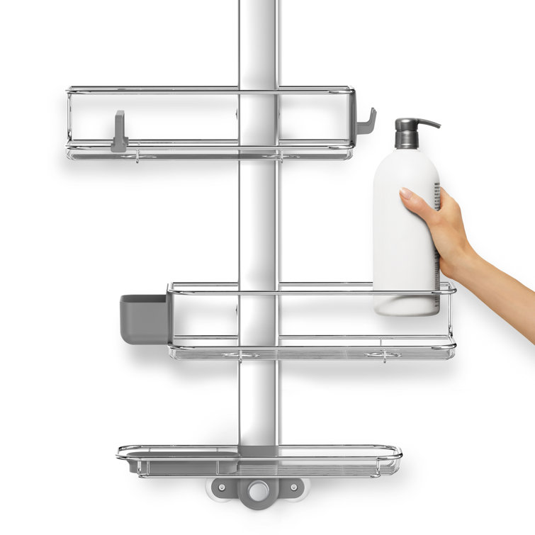 Adjustable Stainless Steel and Aluminum Shower Caddy with Suction Mount
