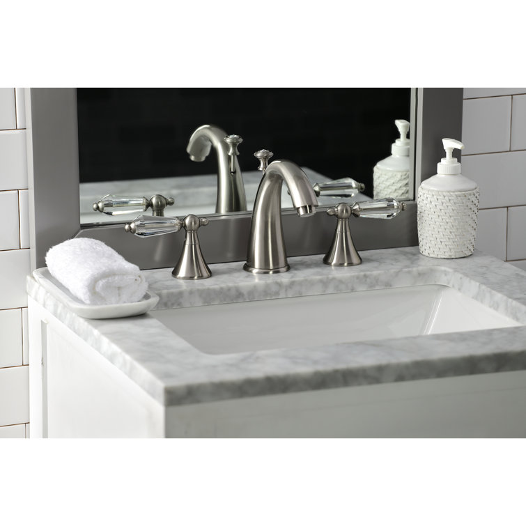 Wilshire 8" Brushed Nickel Widespread Bathroom Faucet with Acrylic Lever Handles