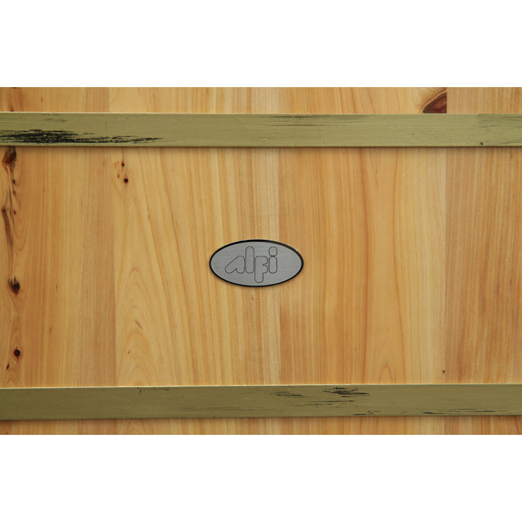 61'' Natural Cedar Freestanding Soaking Bathtub with Chrome Faucet