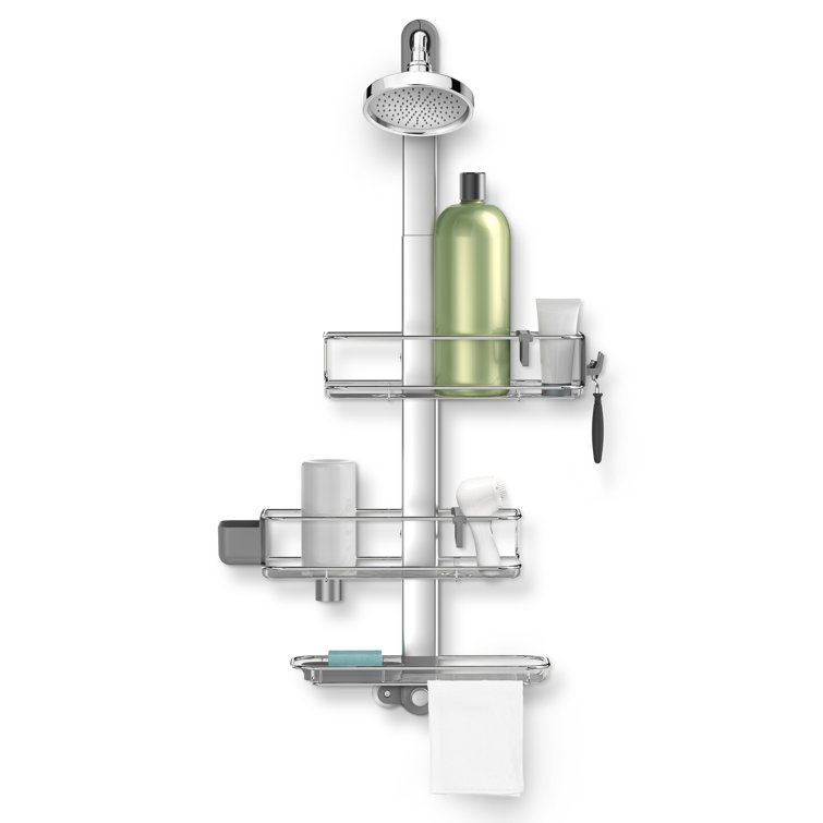 Adjustable Stainless Steel and Aluminum Shower Caddy with Suction Mount