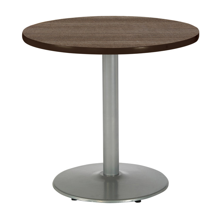 River Cherry and Silver Round Dining Table with Laminate Top