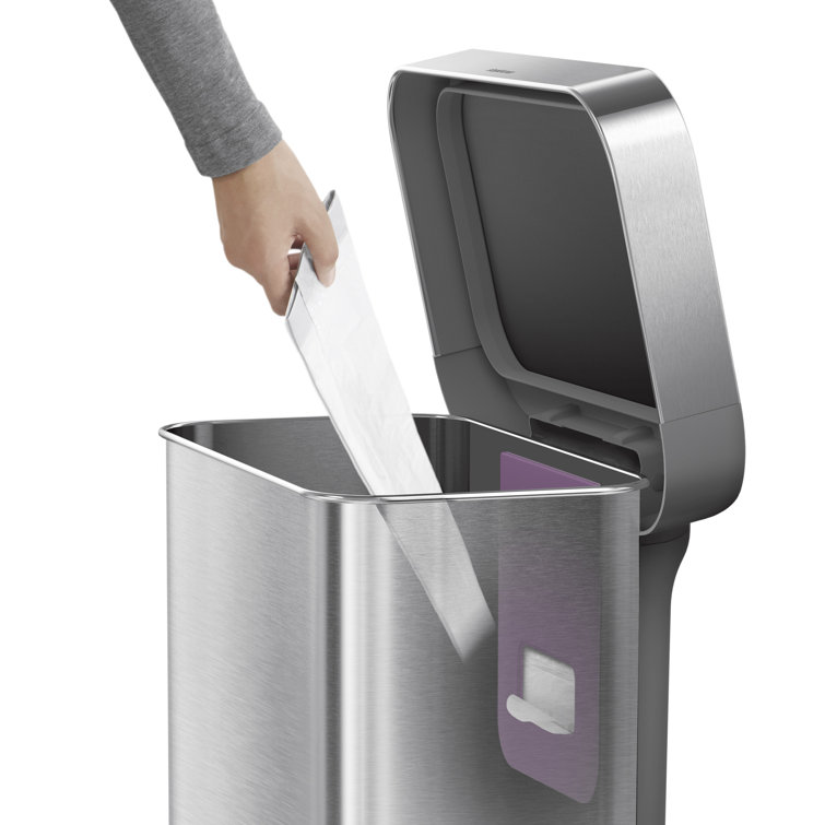 Brushed Stainless Steel 12 Gallon Rectangular Step Trash Can
