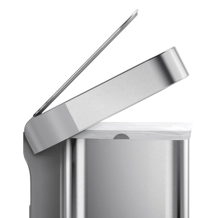 Brushed Stainless Steel 12 Gallon Rectangular Step Trash Can