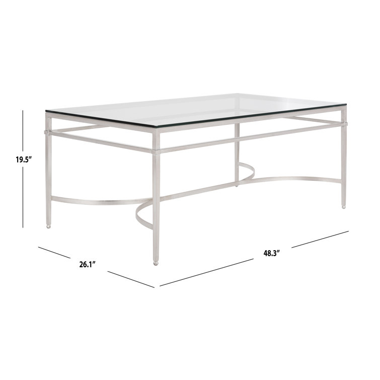 Antique Silver Rectangular Glass Coffee Table