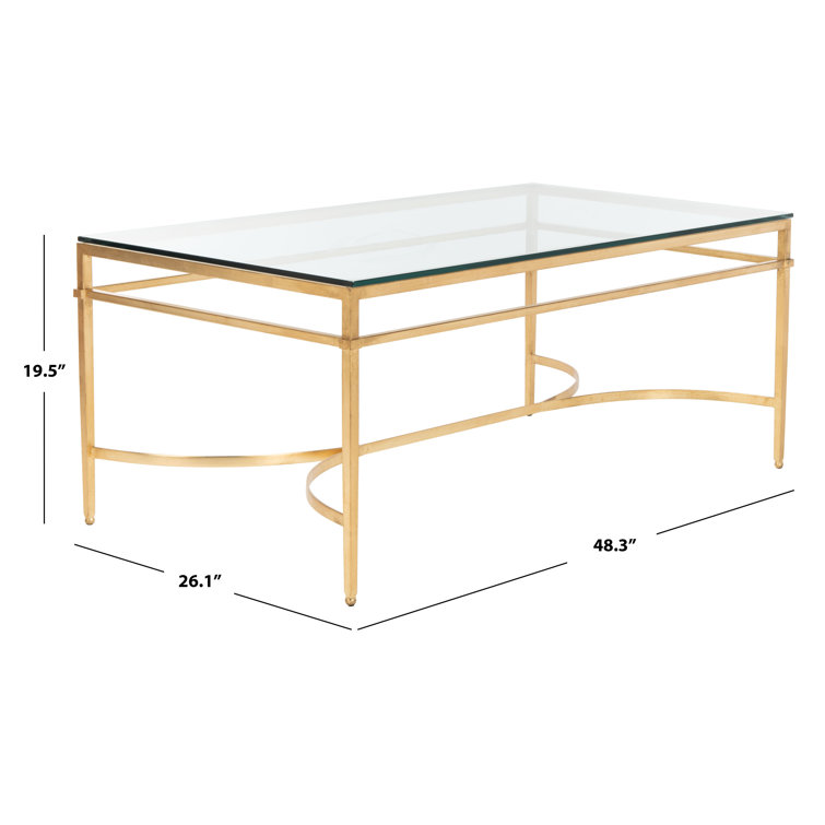 Abelard Rectangular Gold Glass Cocktail Coffee Table