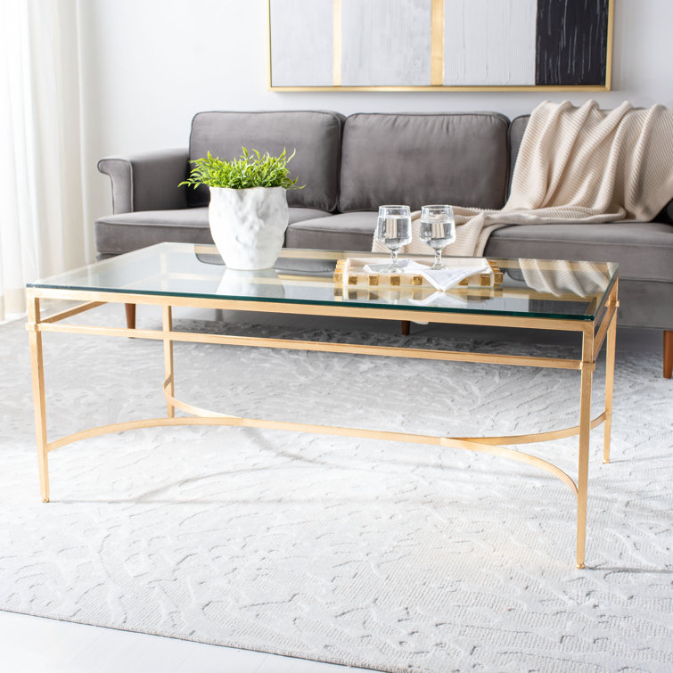 Abelard Rectangular Gold Glass Cocktail Coffee Table